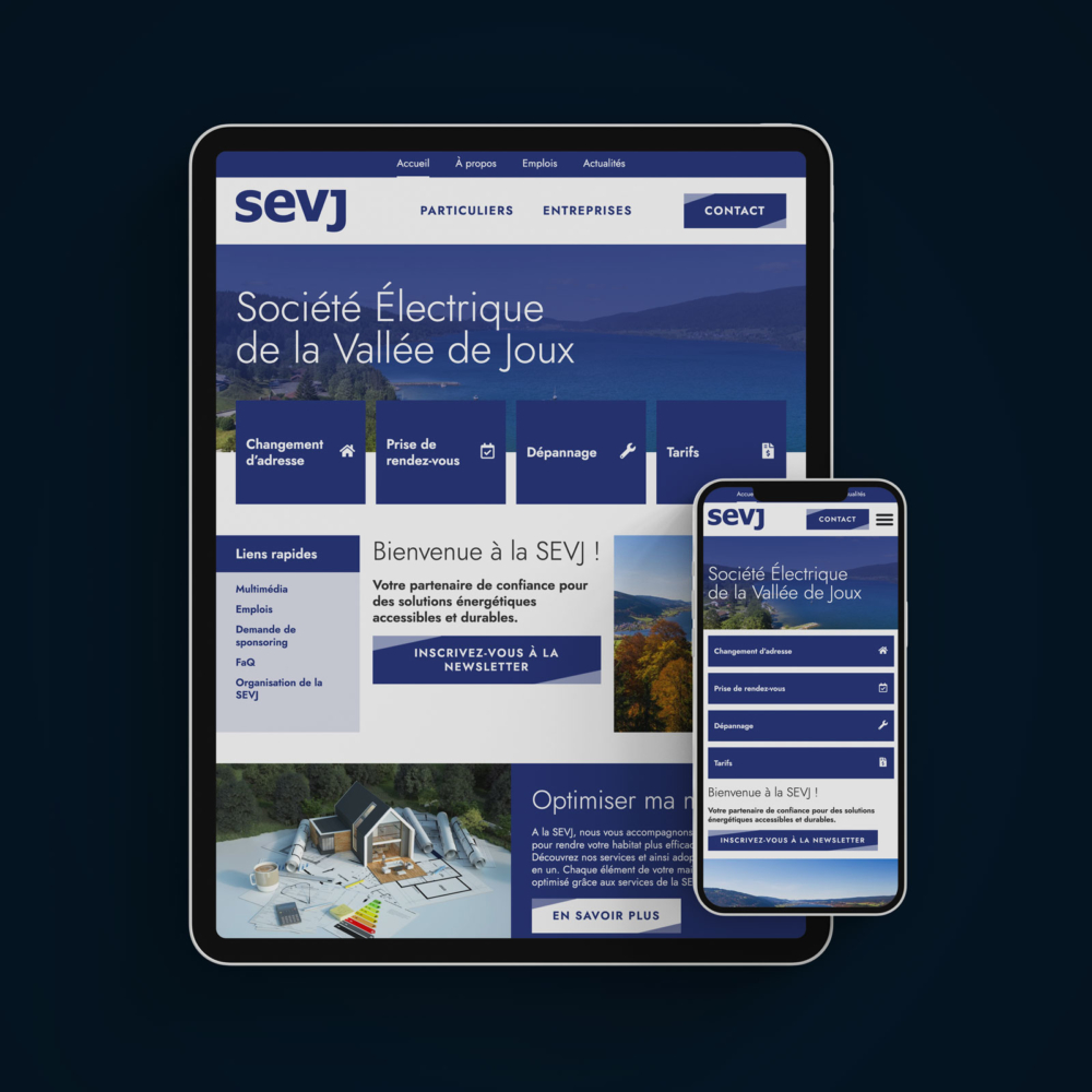 Mockup du site internet de la Société Électrique de la Vallée de Joux